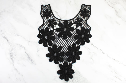 Black Cotton Floral Applique