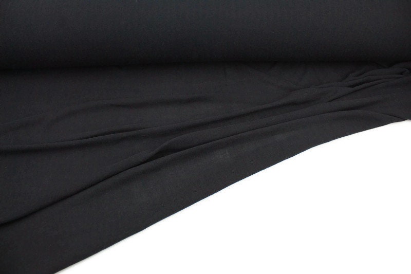 Black Mini Rib Transparent Light Weight Sweater Knit Fabric Designer Fabric by the yard