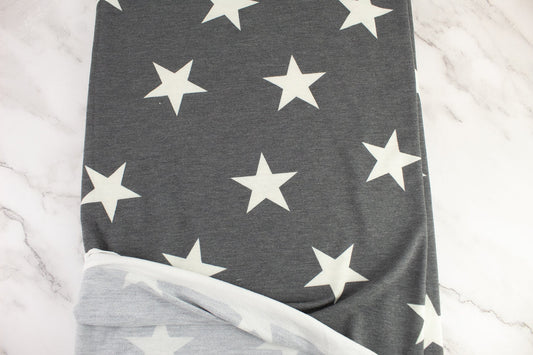 Heather Gray Star Baby French Terry Knit Fabric Remnant 2.25 yards