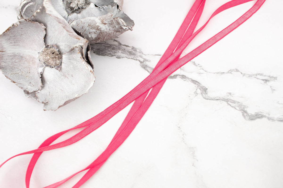Bubblegum Pink Grosgrain Elastic Trim Bra Strap Headband Lingerie Trim 1/4 inch width x 10 yards