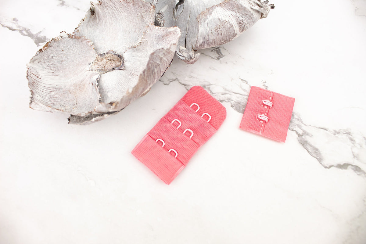 Pink Hook and Eye Bra Closure 2 x 3 for 2 pairs