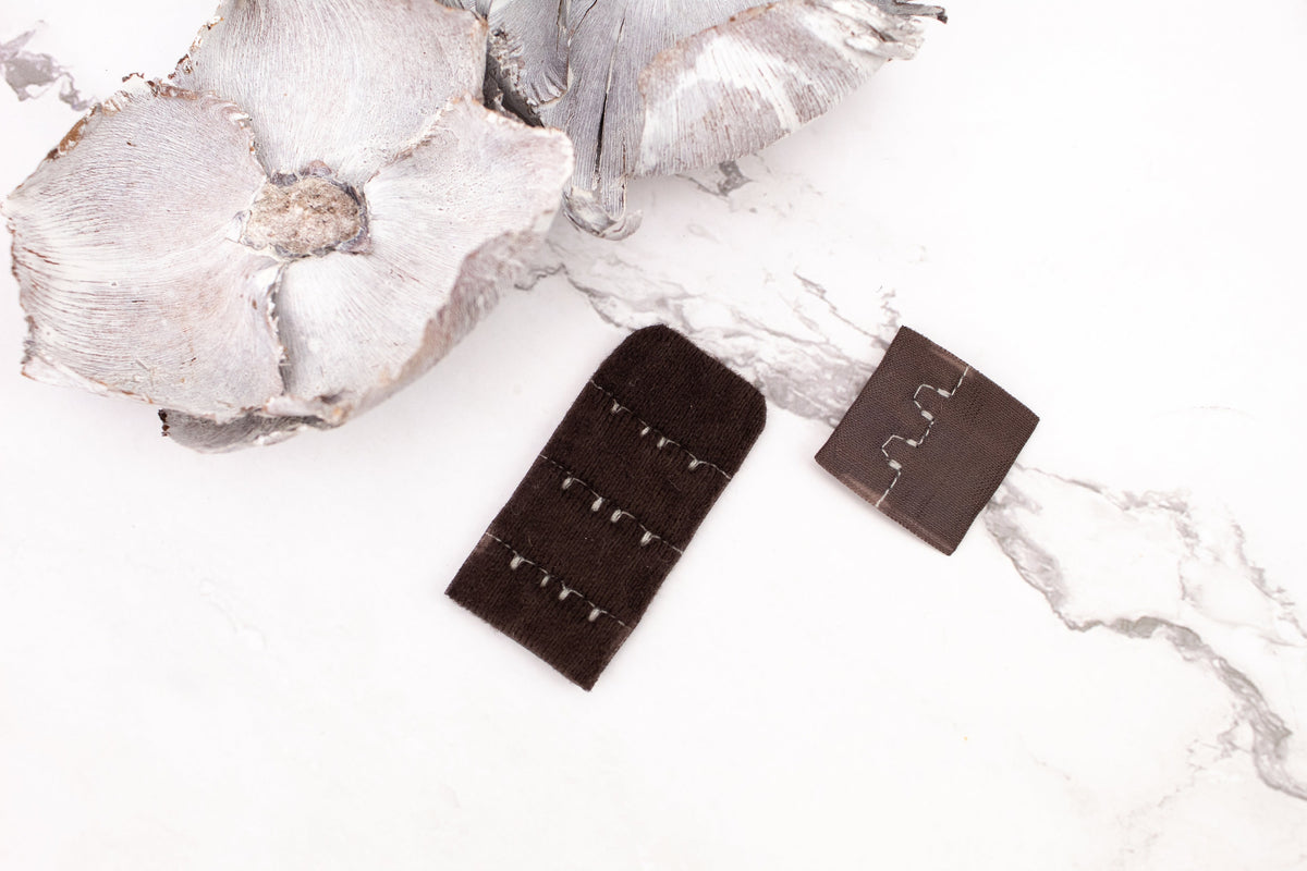 Dark Brown Hook and Eye Bra Closure 2 x 3 for 2 pairs