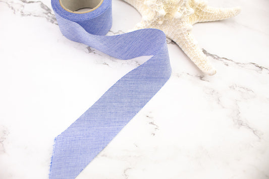 Blue White Cotton Shirting Woven Bias Tape 1.25 inches width x 6.5 yards