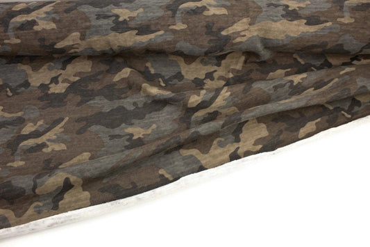 Olive Brown Camouflage Cotton Sweater Knit Fabric Designer Fabric Extra Wide by the yard