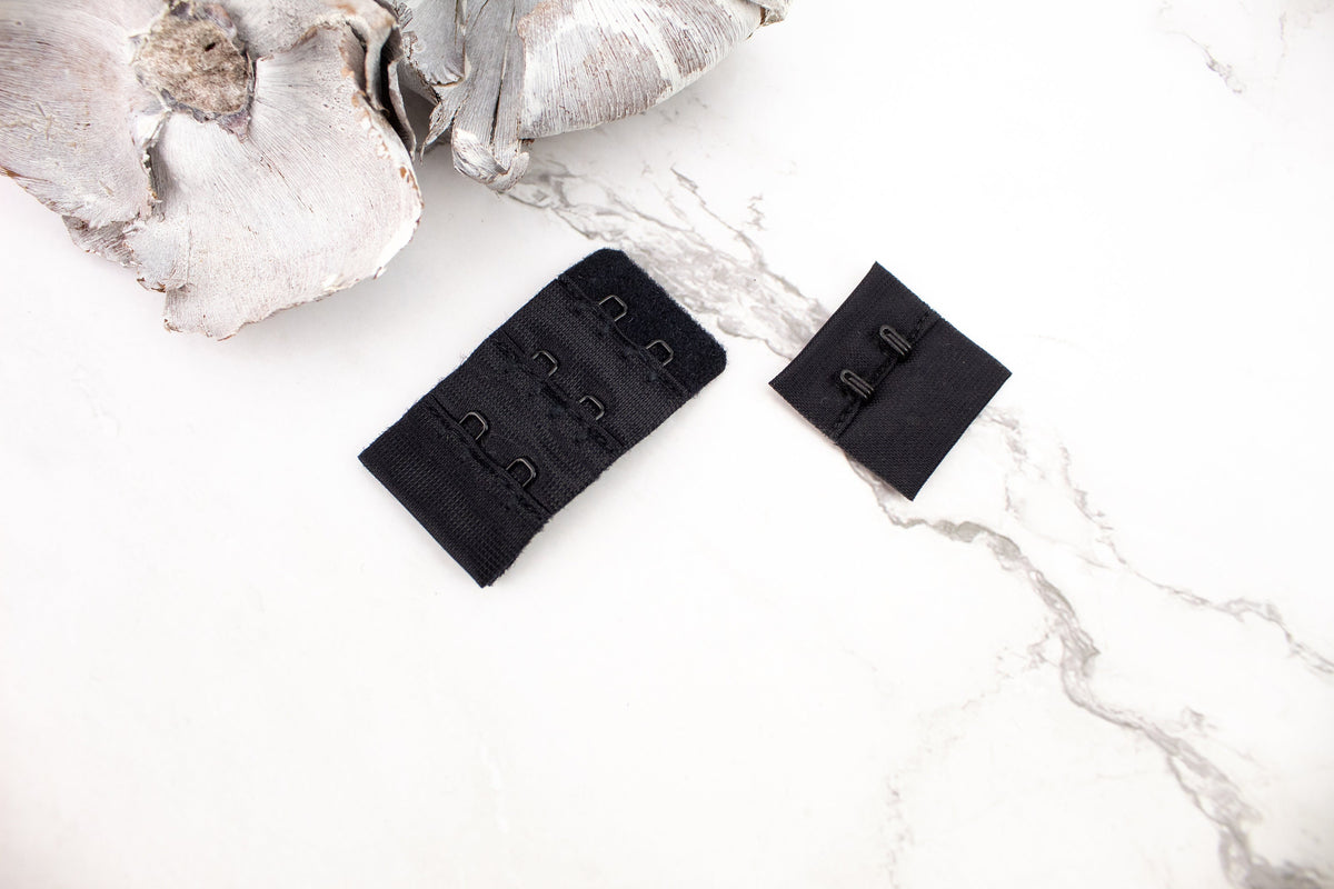 Black Hook and Eye Bra Closure 2 x 3 for 2 pairs