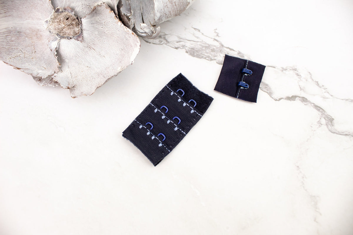 Navy Blue Hook and Eye Bra Closure 2 x 3 for 2 pairs