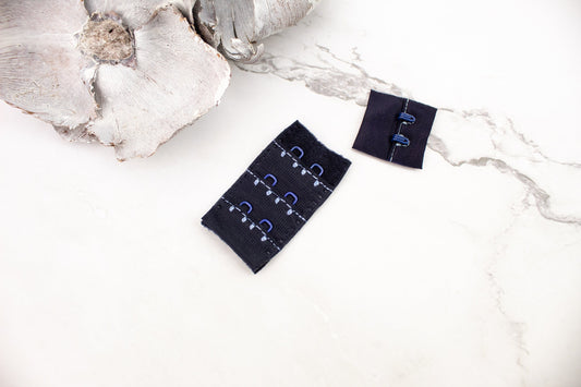 Navy Blue Hook and Eye Bra Closure 2 x 3 for 2 pairs