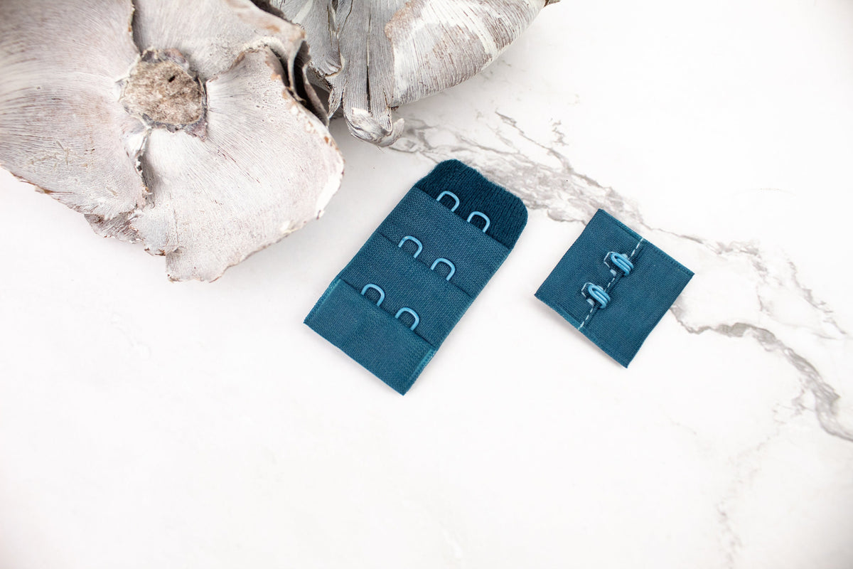 Teal Hook and Eye Bra Closure 2 x 3 for 2 pairs