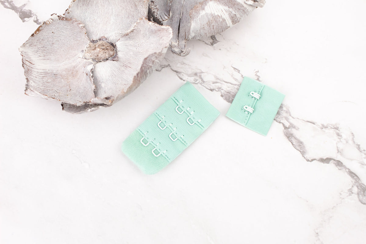 Mint Green Hook and Eye Bra Closure 2 x 3 for 2 pairs