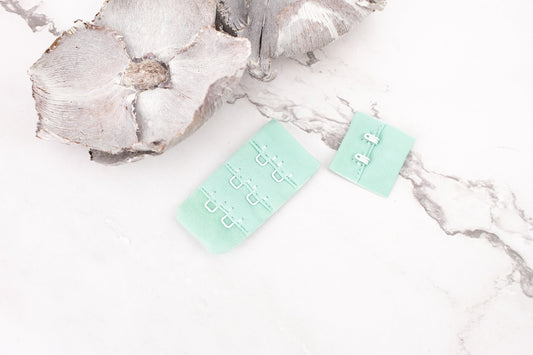 Mint Green Hook and Eye Bra Closure 2 x 3 for 2 pairs