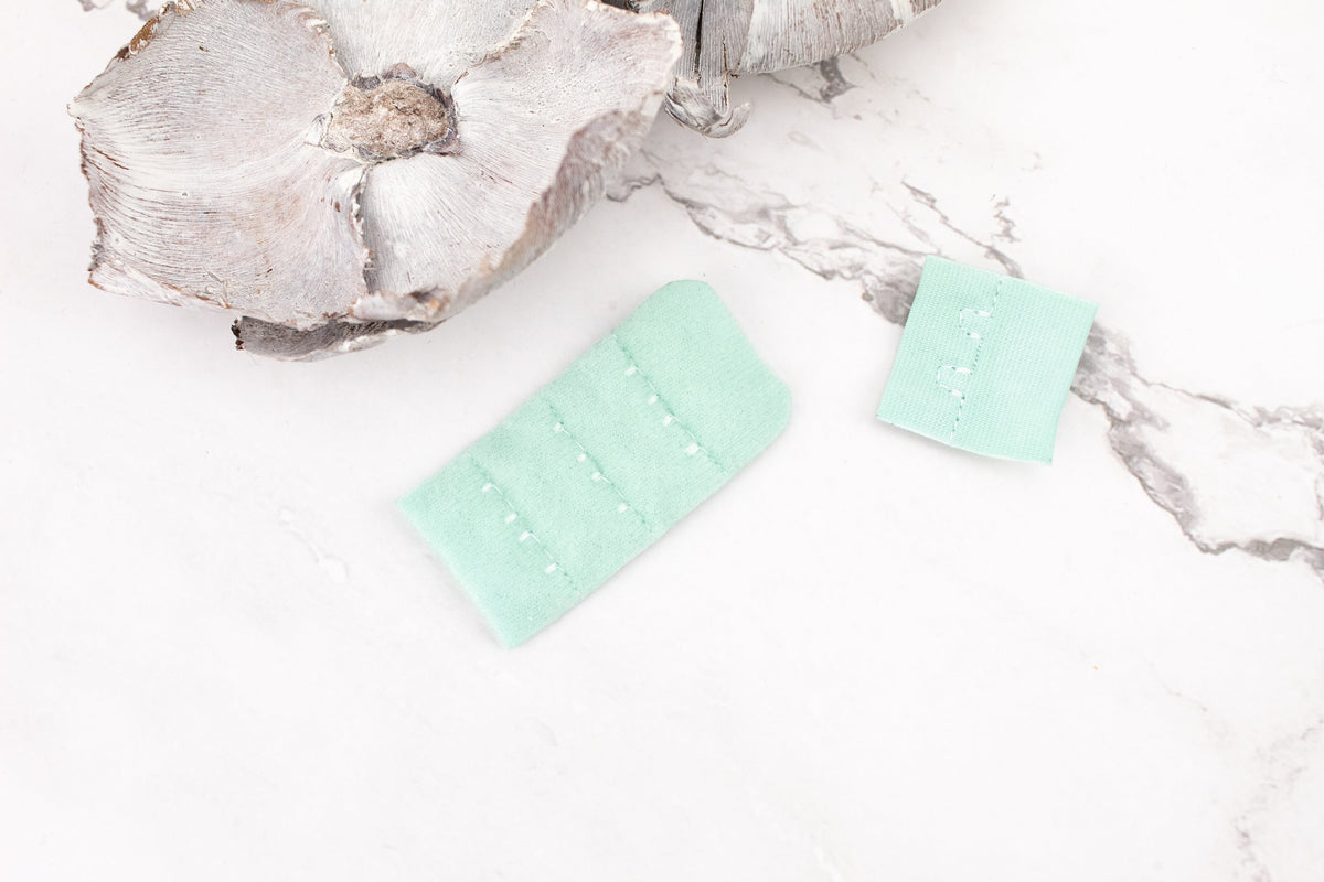 Mint Green Hook and Eye Bra Closure 2 x 3 for 2 pairs