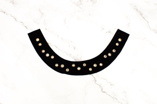 Black and Gold Soft Double Velvet Neck Applique