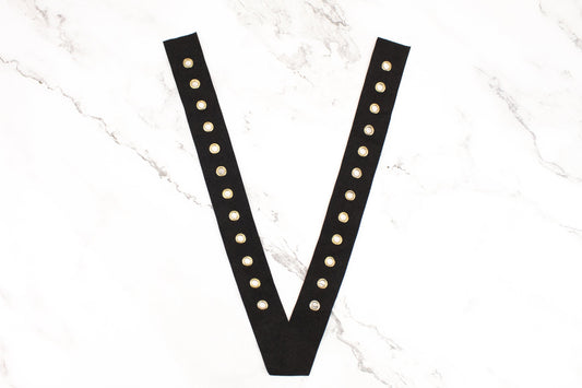 Black and Gold Micro suede Neck Applique