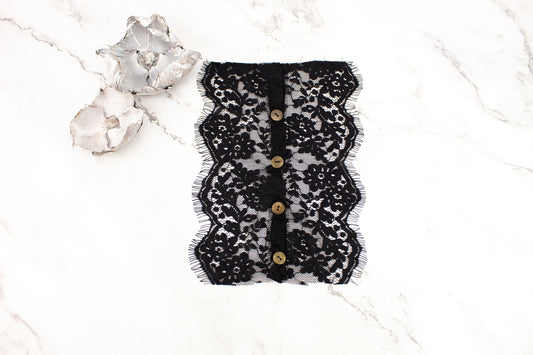 Black Lace Buttoned Applique