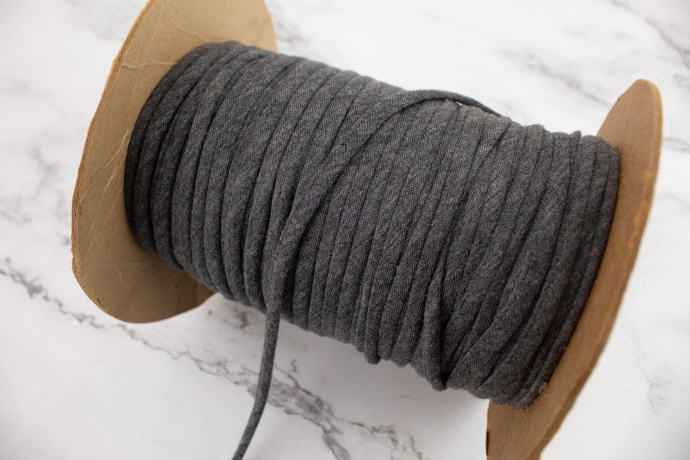 Heather Gray Knit Jersey Trim Spaghetti Straps Hollow Tube Tubular Trim 1/4 inch x  10 yards