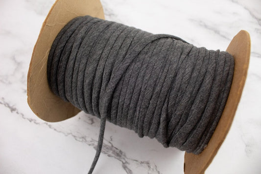 Heather Gray Knit Jersey Trim Spaghetti Straps Hollow Tube Tubular Trim 1/4 inch x  10 yards