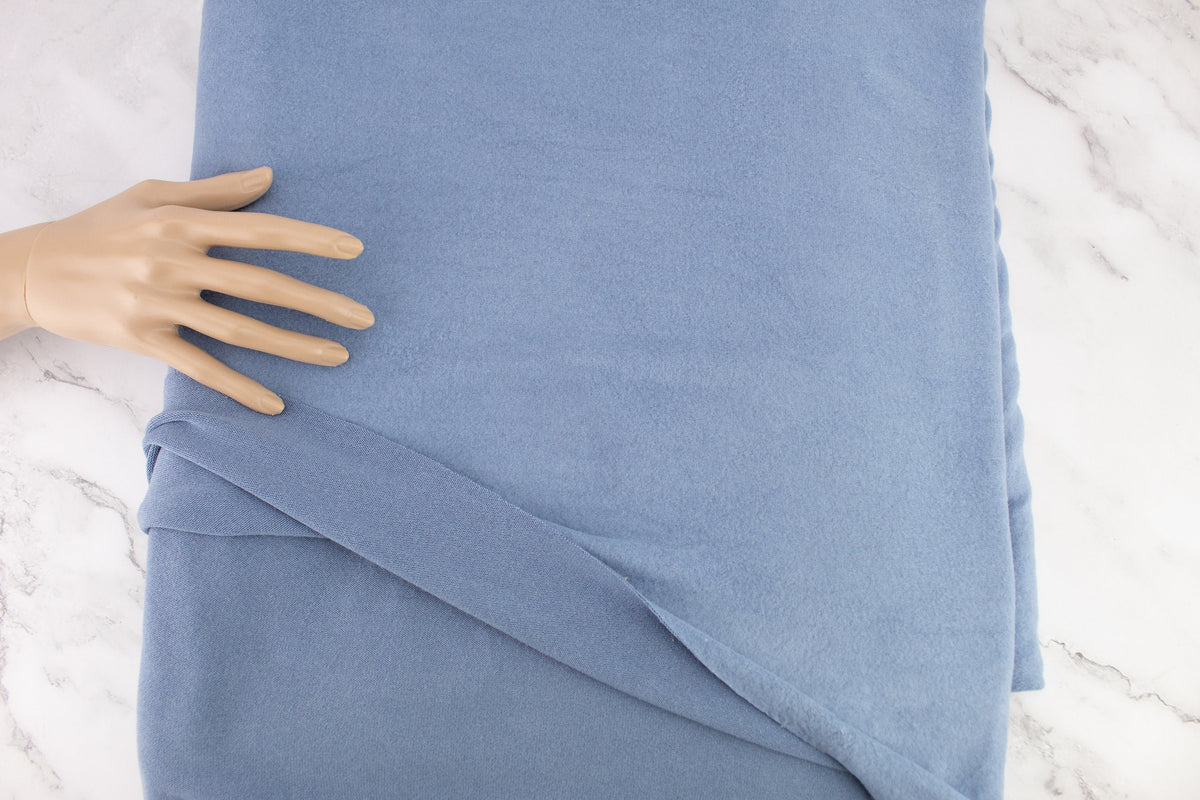 Blue Brushed Fleece Like Sweater Knit Fabric Remnant 4 yards