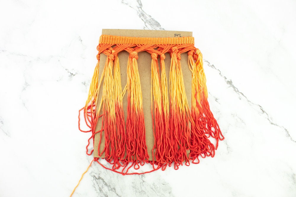 Orange Red Fringe Trim 6.5 inches width x 34 inches length