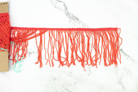 Coral Red Fringe Trim 3.75 inches width x 2 yards