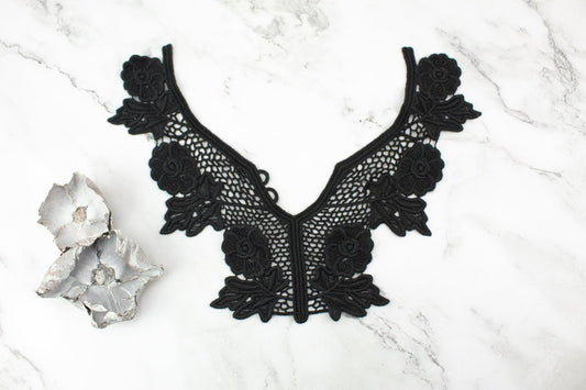 Black Floral Lace Applique