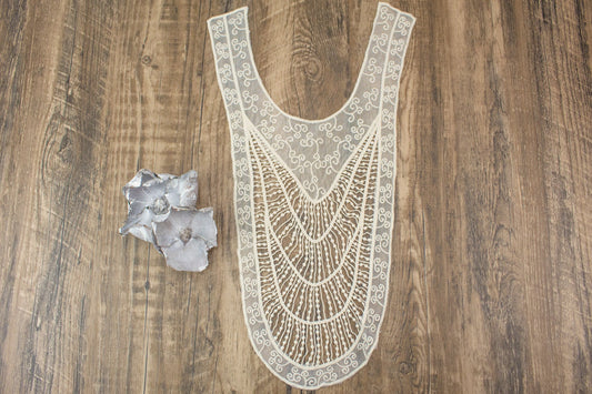 Ecru Cotton Embroidered Lace Applique