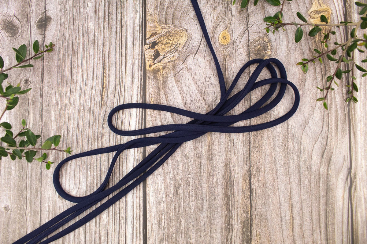 Navy Crepe Georgette Trim Spaghetti Straps Hollow Tube Tubular Trim 10 yards