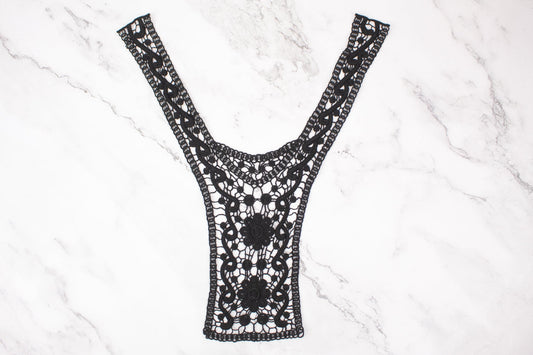 Black Floral Cotton Applique