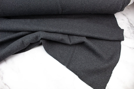 Heather Dark Gray Rib Knit Medium Weight for Ribbing and Cuffs by the yard