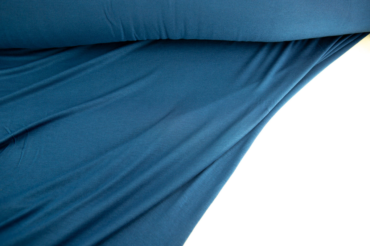 Peacock Blue Knit Jersey Fabric by the yard