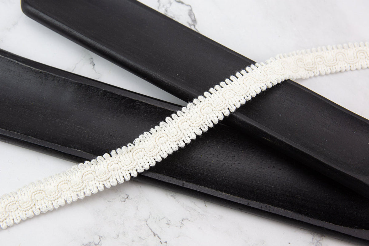 Ecru Wave Design Cotton Braided Trim 1 inch width x 2 yards