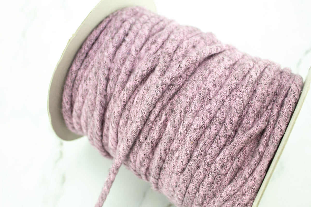 Heather Pink and Gray Brushed Rib Sweater Knit Trim Spaghetti Straps Hollow Tube Tubular Trim 10 yards
