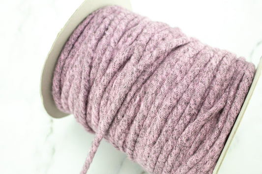 Heather Pink and Gray Brushed Rib Sweater Knit Trim Spaghetti Straps Hollow Tube Tubular Trim 10 yards