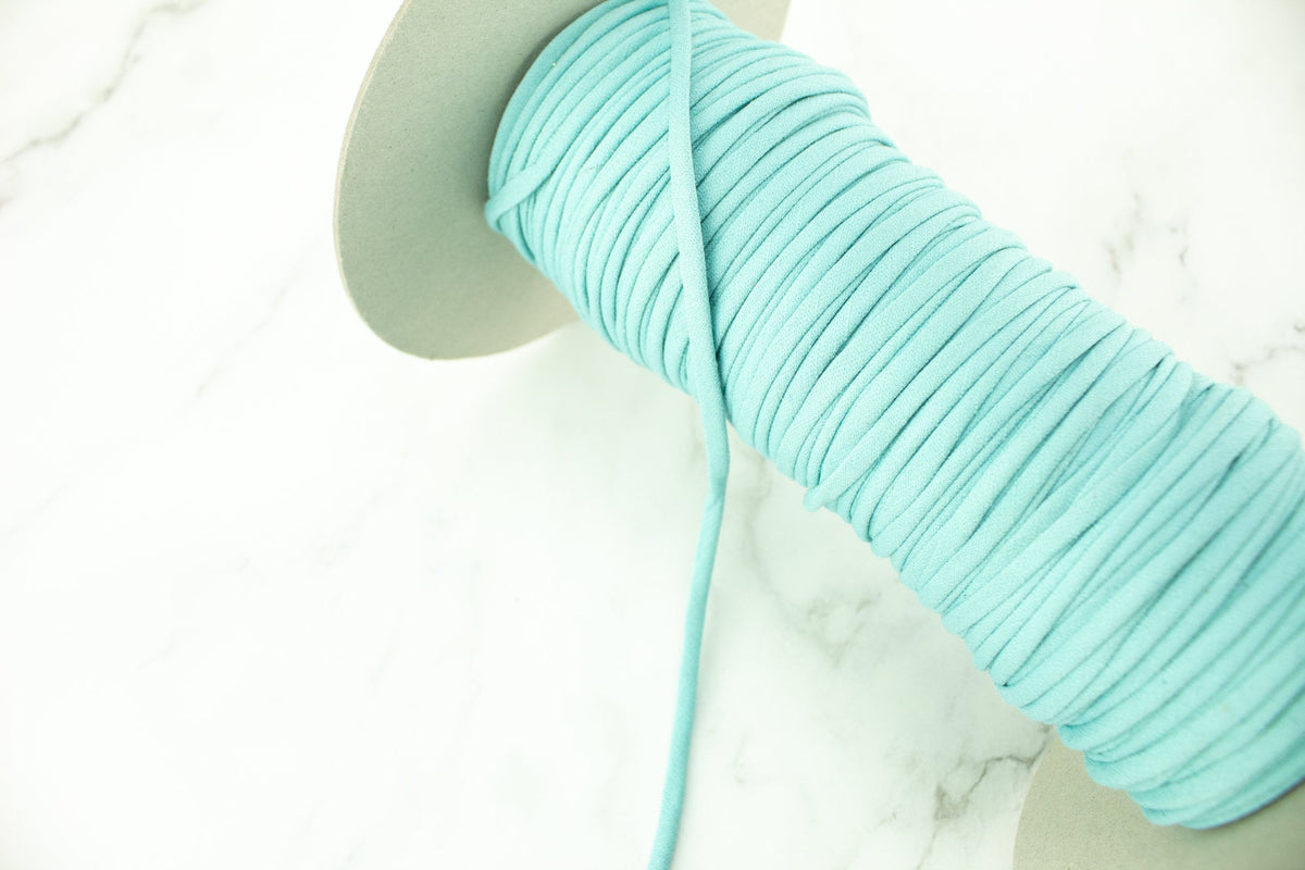 Caribbean Blue Green Poly Crepe Trim Spaghetti Straps Hollow Tube Tubular Trim 5 yards