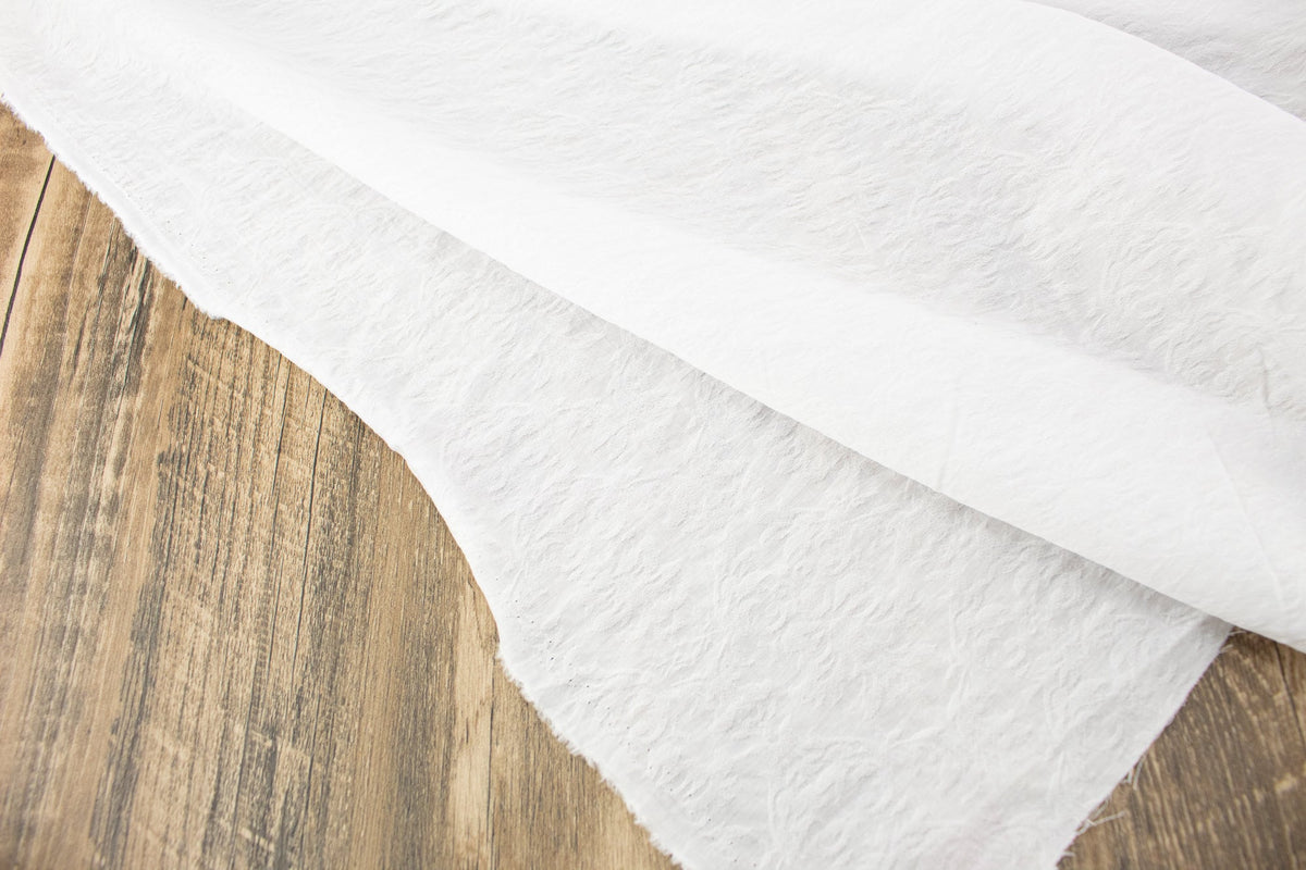 White Light Weight Floral Damask Like Woven Designer Fabric by the yard