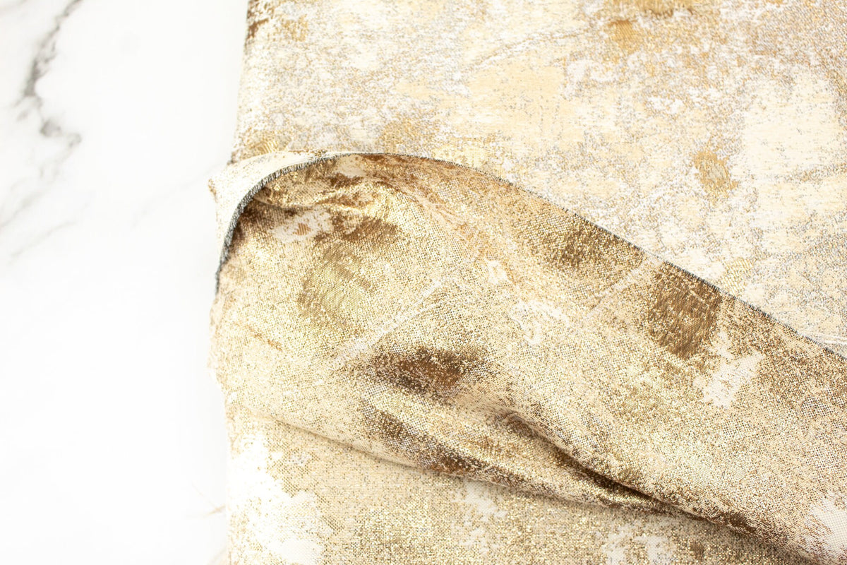 Champagne and Gold Modern Damask Designer Fabric 116 inches width by the yard