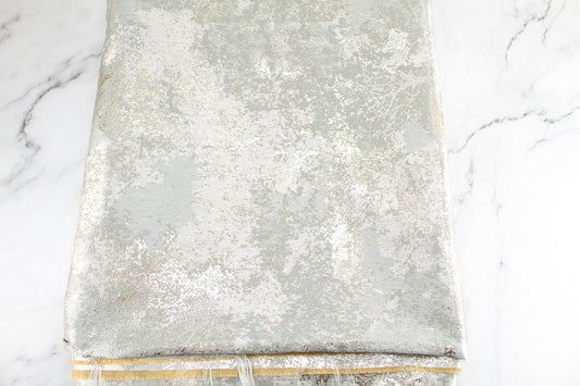 Silver and Champagne Gold Modern Damask Designer Fabric 116 inches width remnant 1 yard