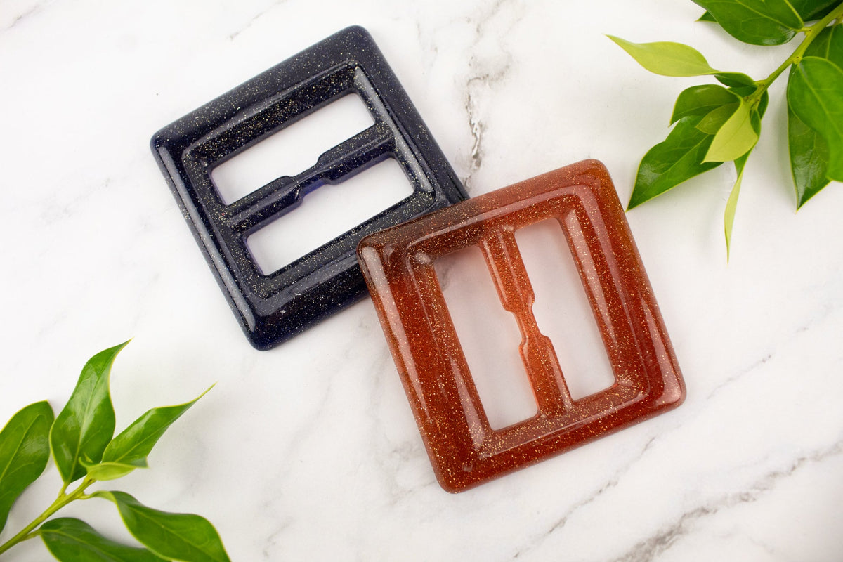 Navy and Orange Sparkle Large Resin Buckles