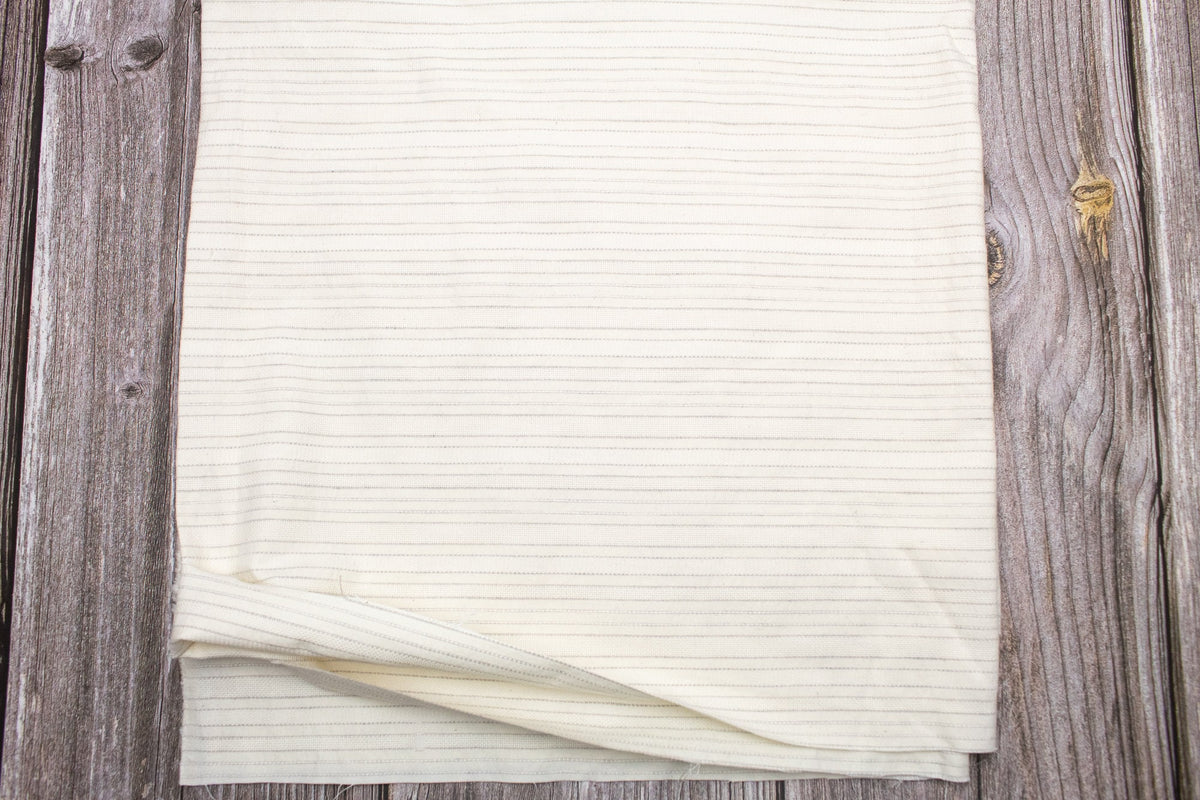 Cream Italian Stripe Cotton Fabric Remnant 3 pieces total Over 1.5 yards worth