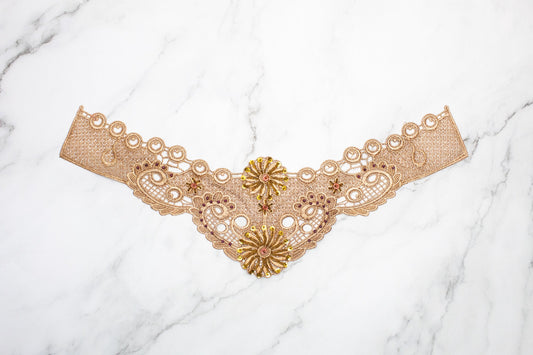 Rose Gold Sequined Lace Applique