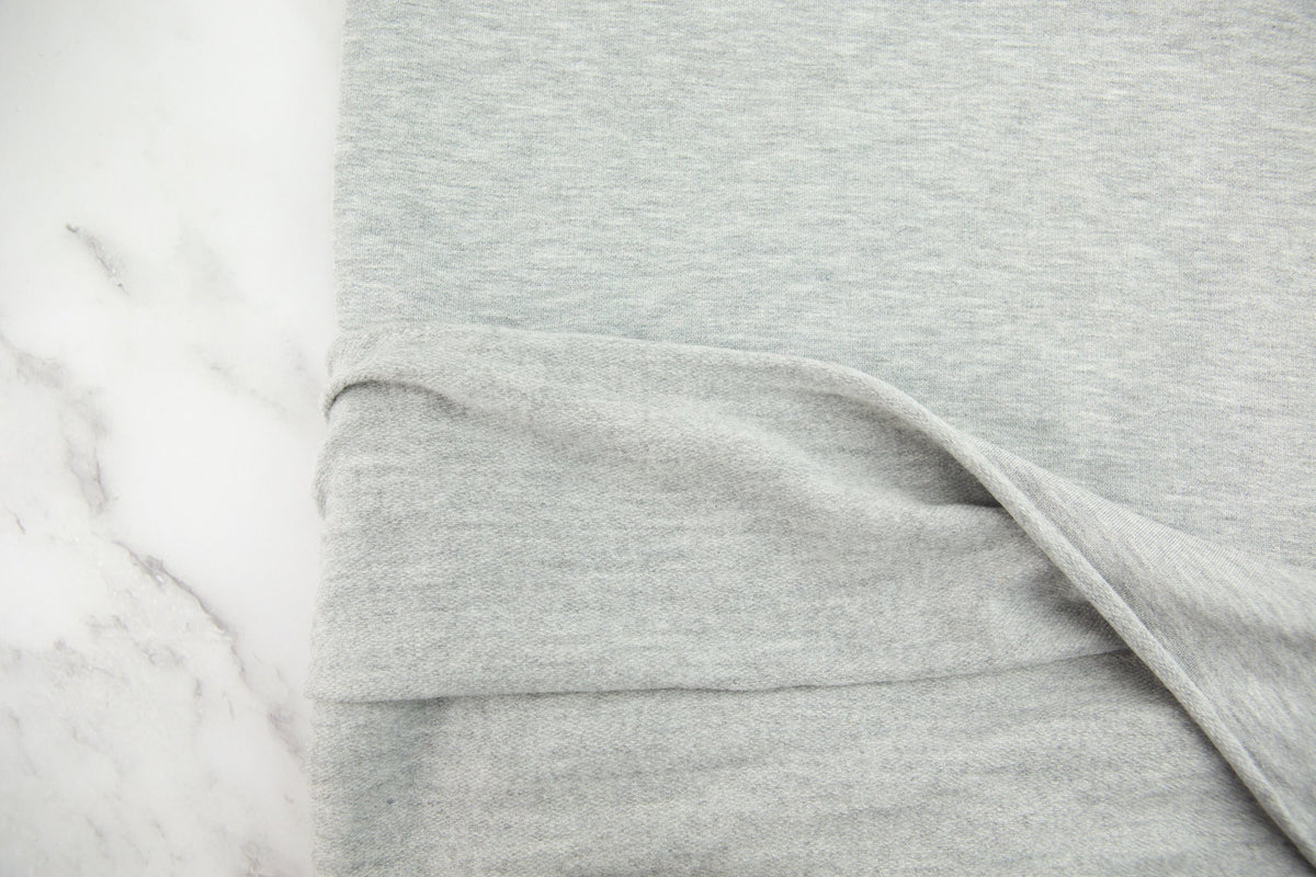 Heather Light Gray Brushed Baby French Terry Fleece Knit Fabric 1 yard