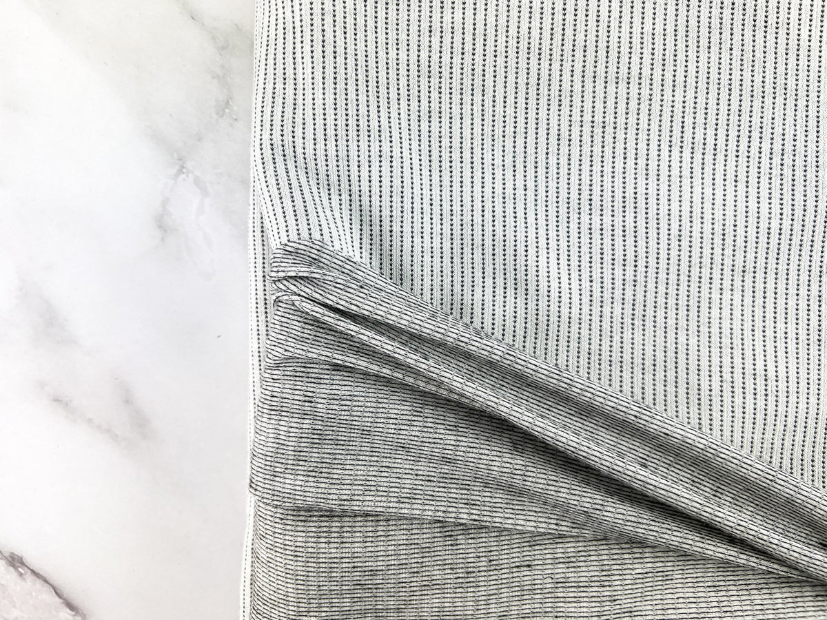 White and Black Novelty Pinstripe Knit Fabric Designer Fabric by the yard