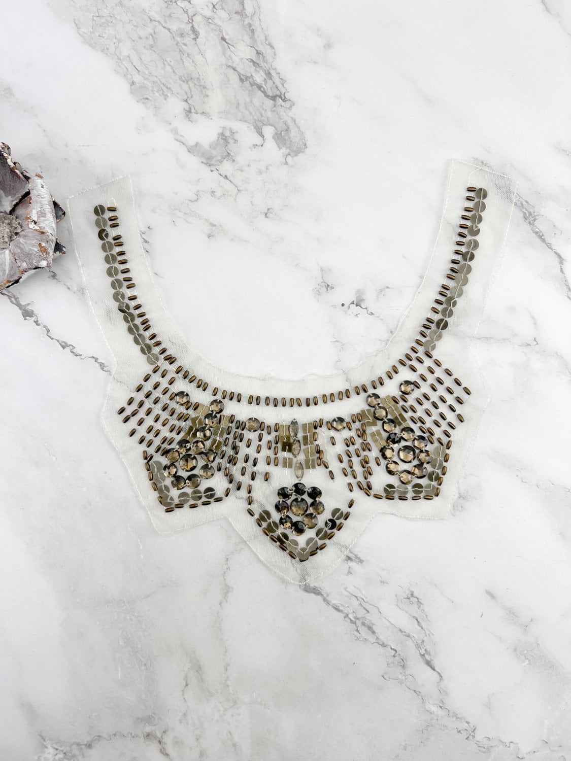 Beaded Top Applique on Mesh
