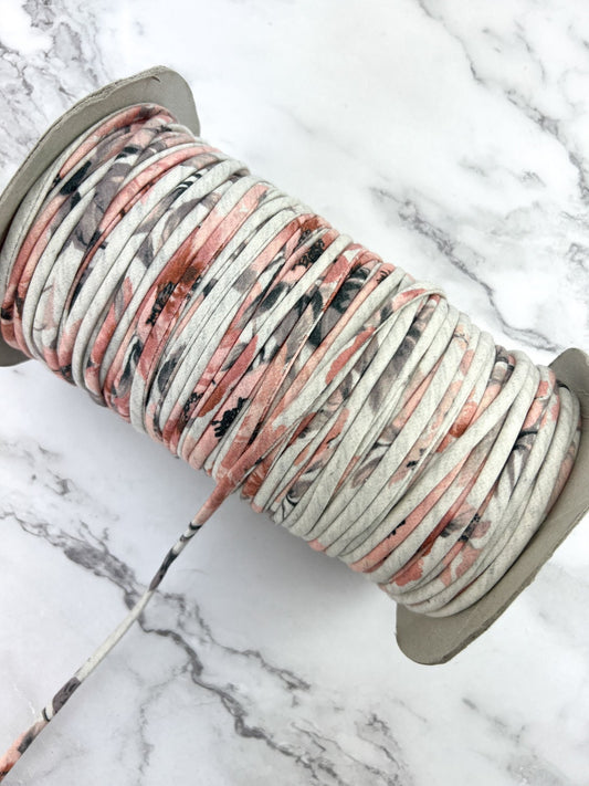 Heather Peach Floral Knit Jersey Trim Spaghetti Strap Trim Hollow Tube Tubular Trim 10 yards