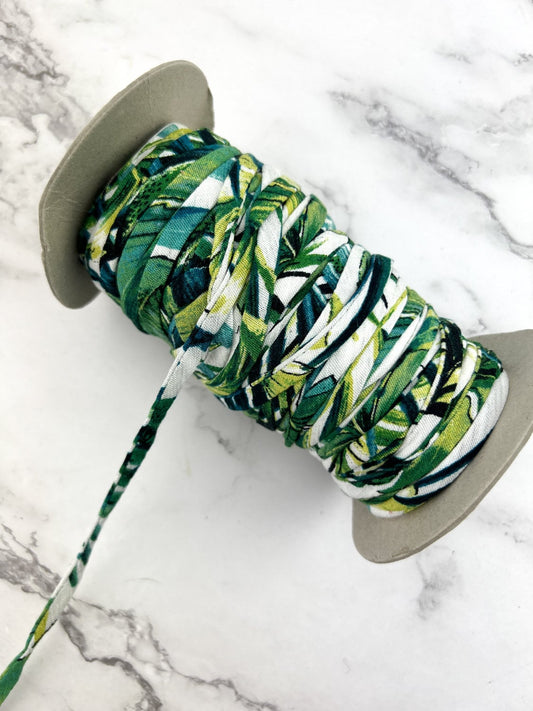 Green Leaves Spaghetti Straps Trim Hollow Tube Tubular 10 yards