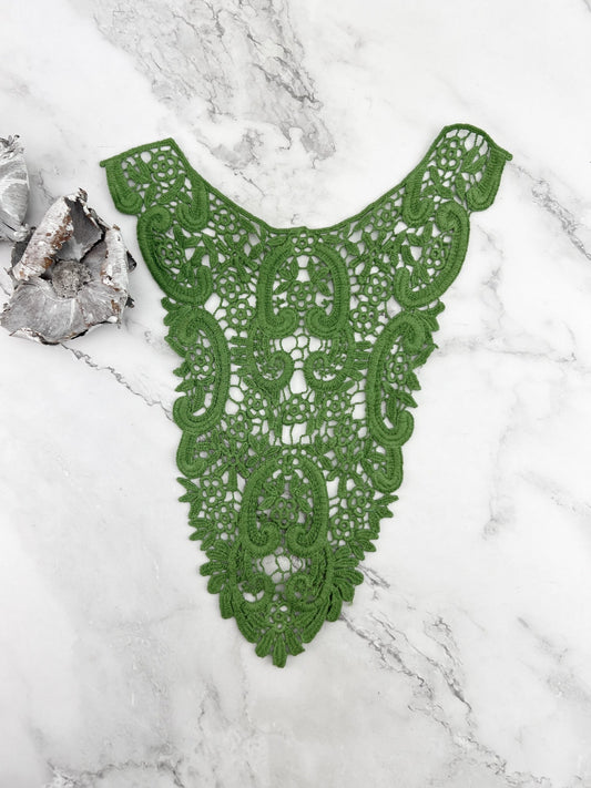 Green Floral Cotton Lace Applique