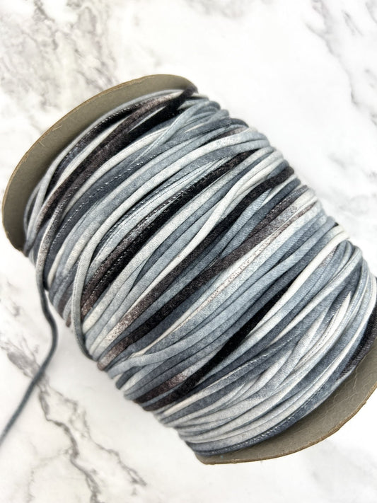Blue Gray Ombre Tie Dye Trim Spaghetti Straps Hollow Tube Tubular Trim 10 yards