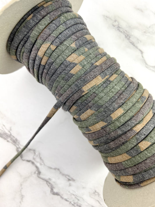 Camouflage Knit Jersey Trim Spaghetti Strap Trim Hollow Tube Tubular Trim 10 yards