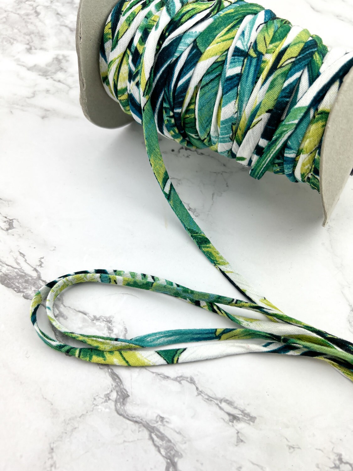 Green Leaves Spaghetti Straps Trim Hollow Tube Tubular 10 yards
