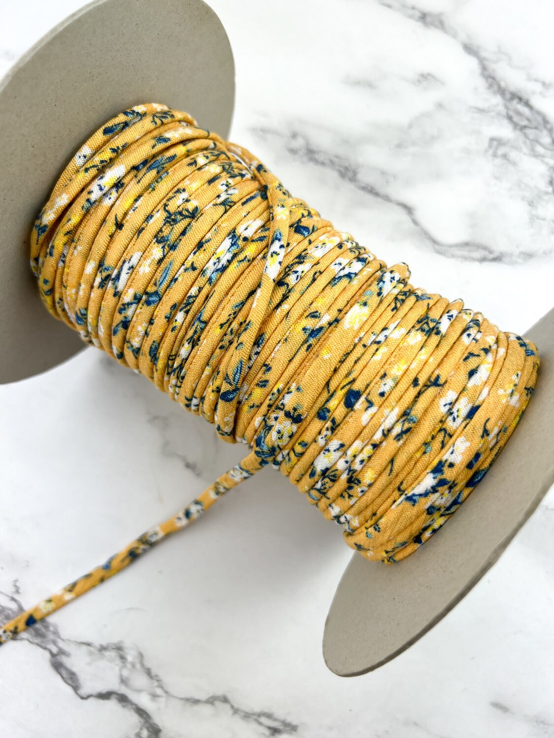 Yellow Mini Floral Spaghetti Straps Trim Hollow Tube Tubular 10 yards