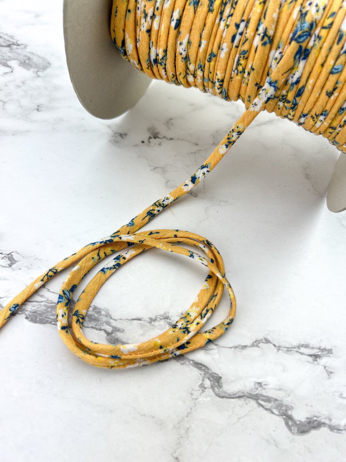Yellow Mini Floral Spaghetti Straps Trim Hollow Tube Tubular 10 yards